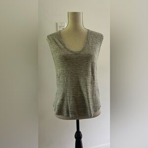 Aritzia Community Linen Tee V Neck Sleeveless XS Grey Oversized